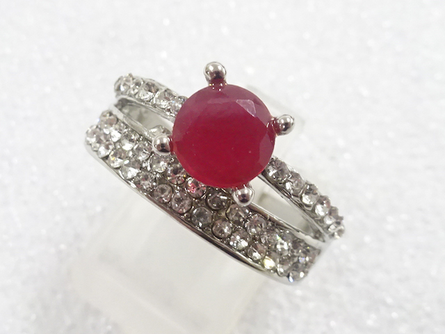 JAPANESE KIMONO / ANTIQUE COLORED STONE RING (SIZE 16)